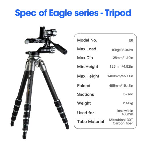 E6 Gimbal Head Tripod - Image 14