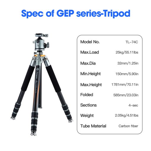 GEP TL-74C Global Elite Photographers Tripod - Image 11