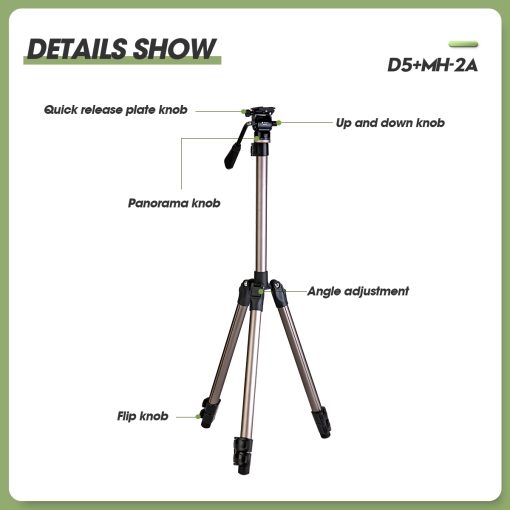 D5+MH-2A Compact Video Tripod - Image 12