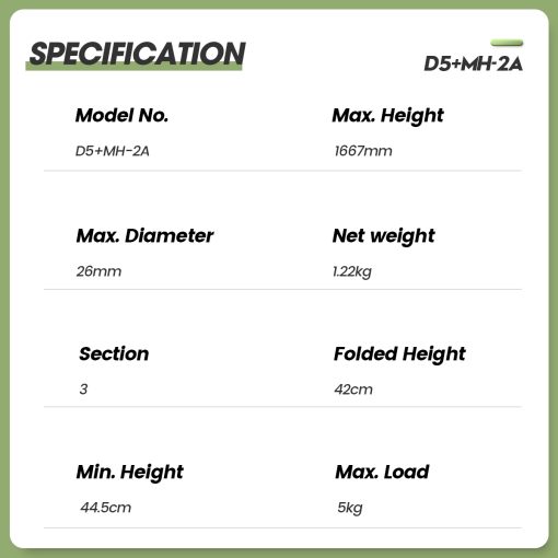 D5+MH-2A Compact Video Tripod - Image 13